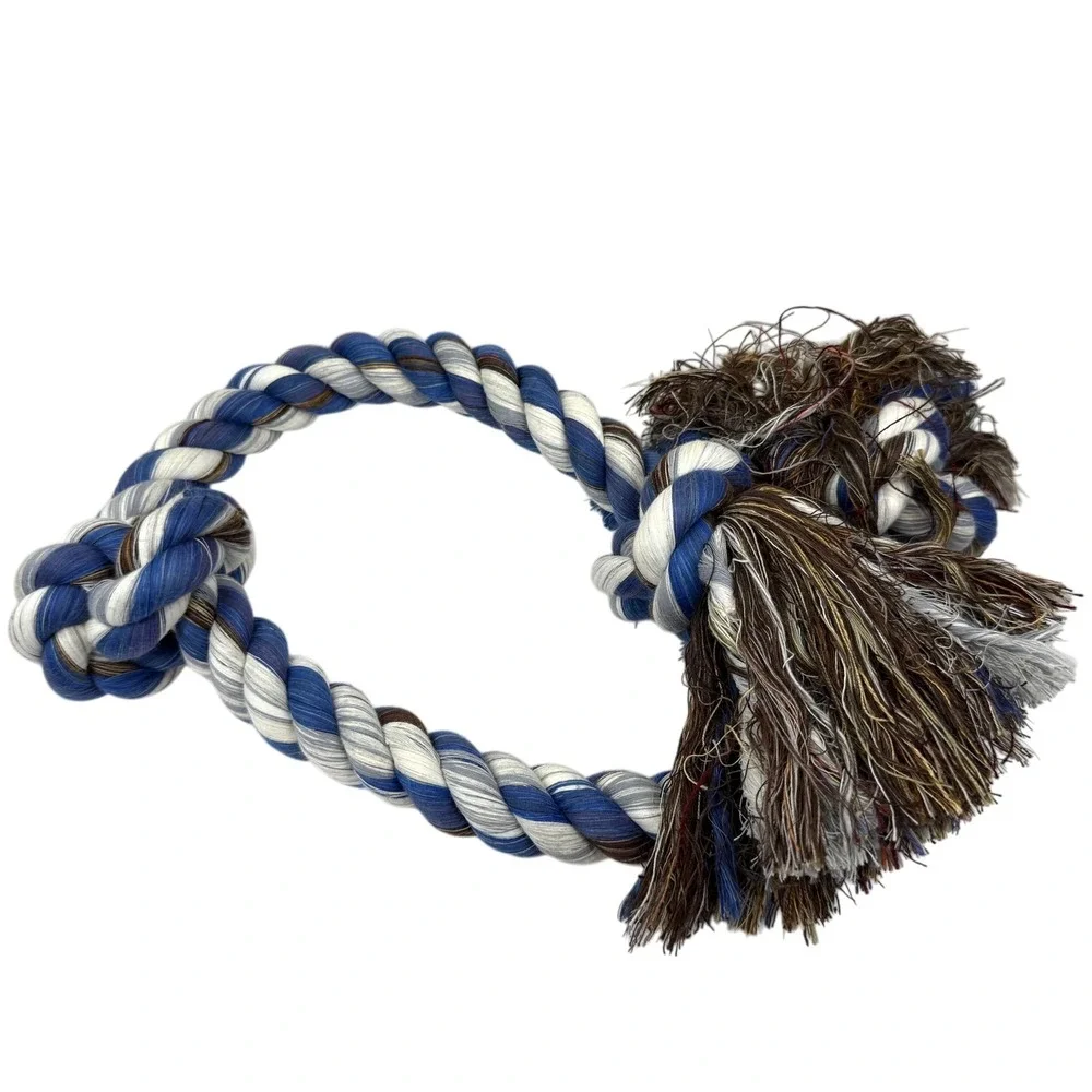 Flossy Durable Braided Cotton Rope Dog Toy Chew Tug Knot for Medium Large Dogs